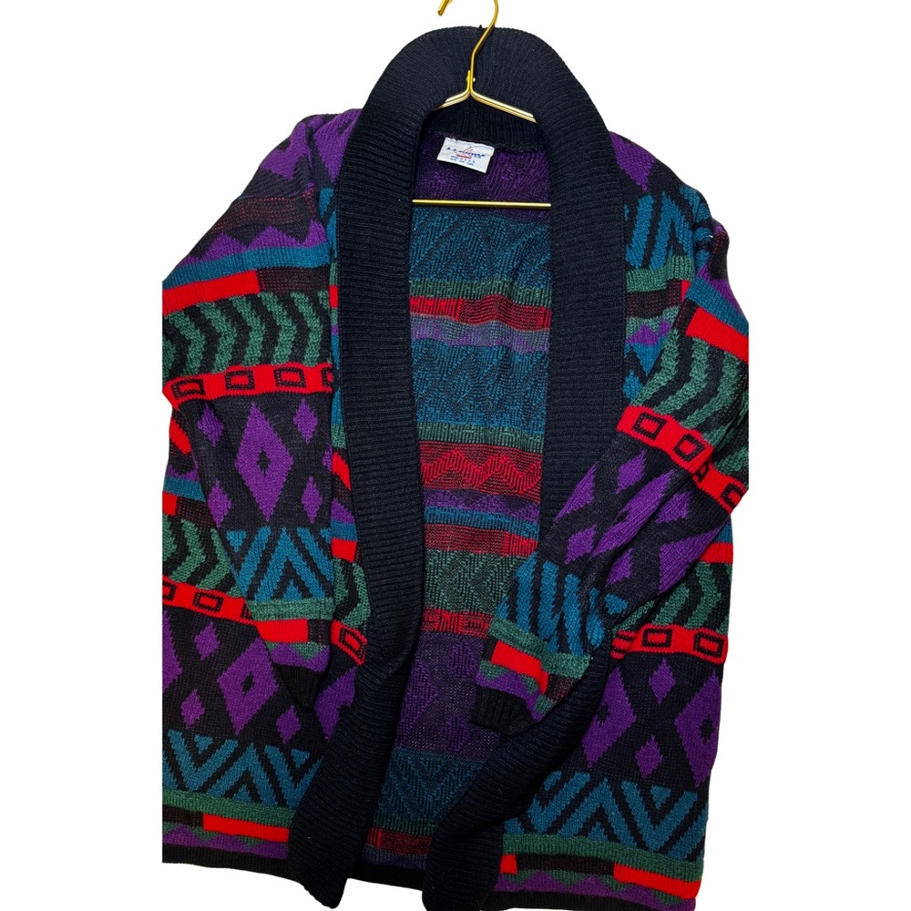 Vintage JJ Poolie 90’s Colorful Sweater Funky Pattern Sz Large Abstract Hipster